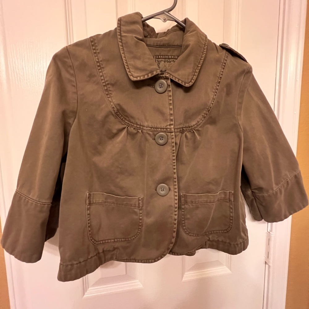 Forever 21 cropped cotton brown light utility jacket, size small
